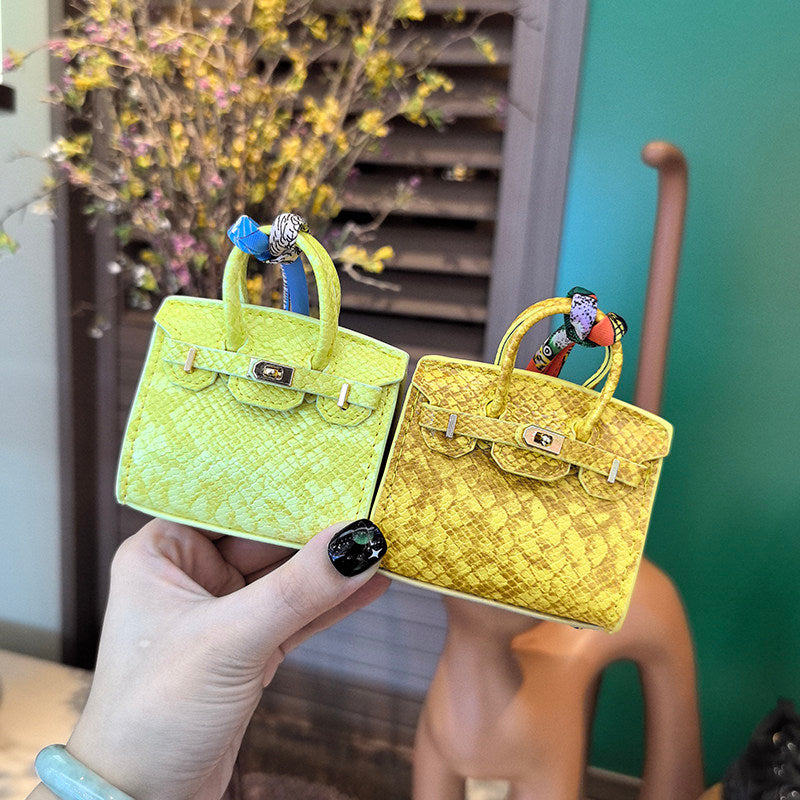 Mini Python Skin Bag Charm Keychain
