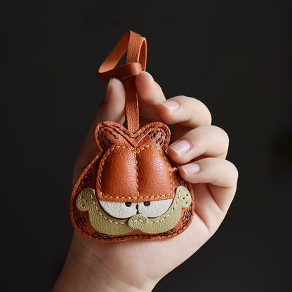 Orange Cat Handmade Leather Charm