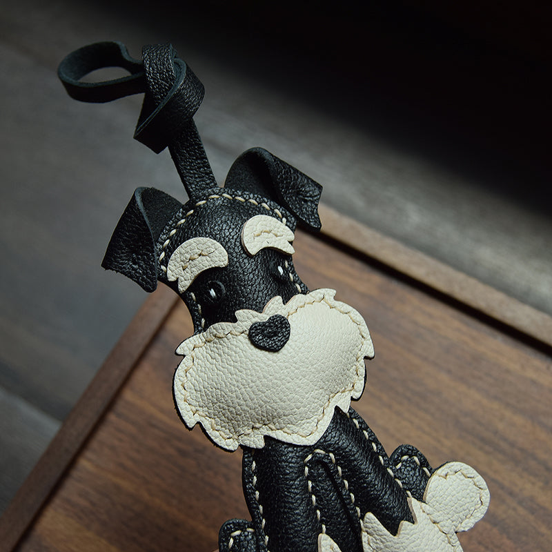 Full-Body Schnauzer Pup Handmade Leather Charm