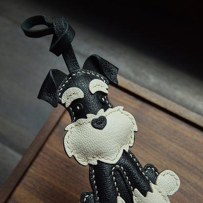 Full-Body Schnauzer Pup Handmade Leather Charm