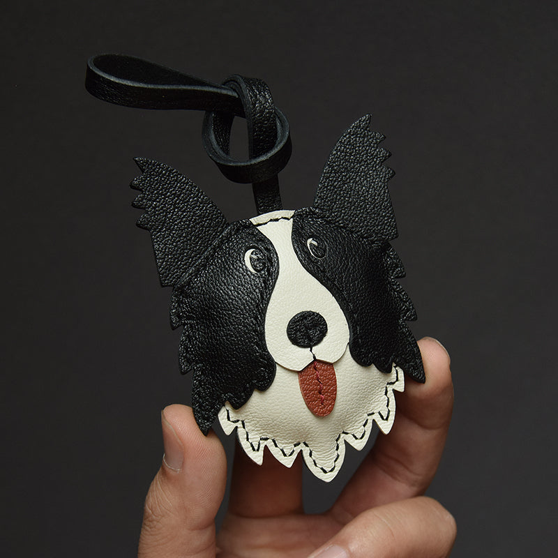 Border Collie Handmade Leather Charm