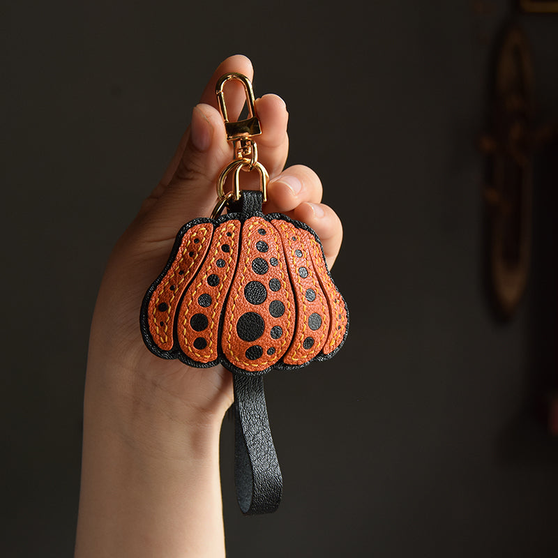 Polka Pumpkin  Handmade Leather Charm