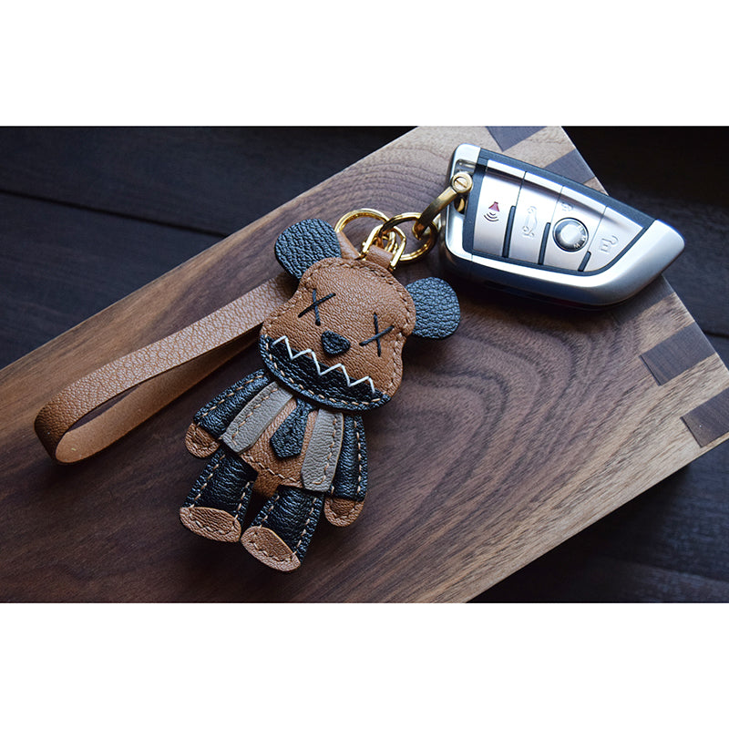 Double X Bear Handmade Leather Charm
