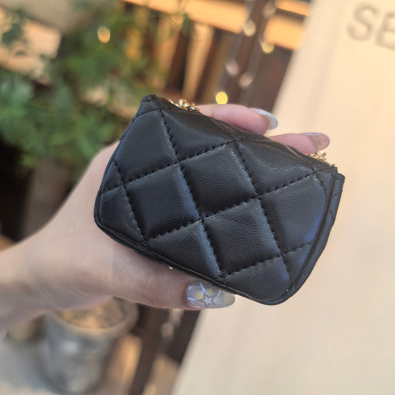 Mini Quilted Flap Bag Charm Keychain