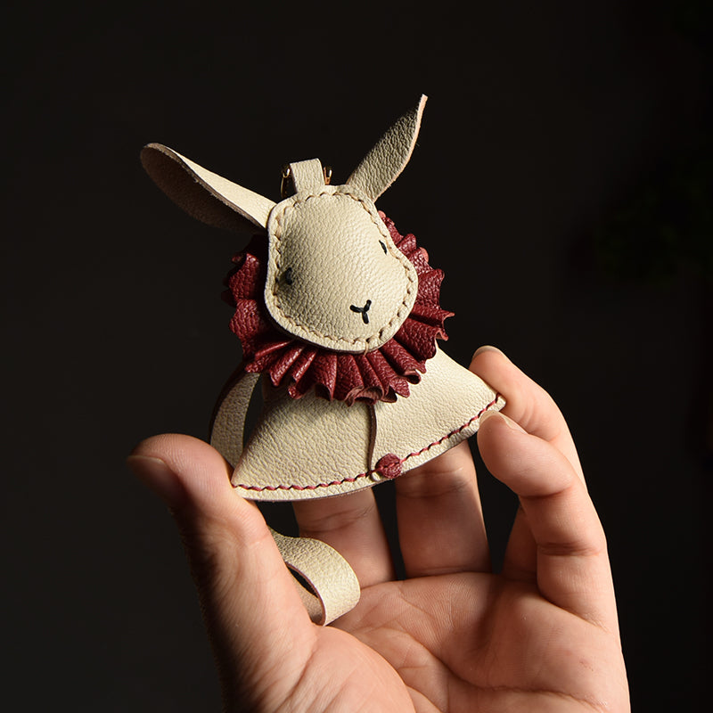 Bunny with Ruffled Collar Handmade Leather Charm