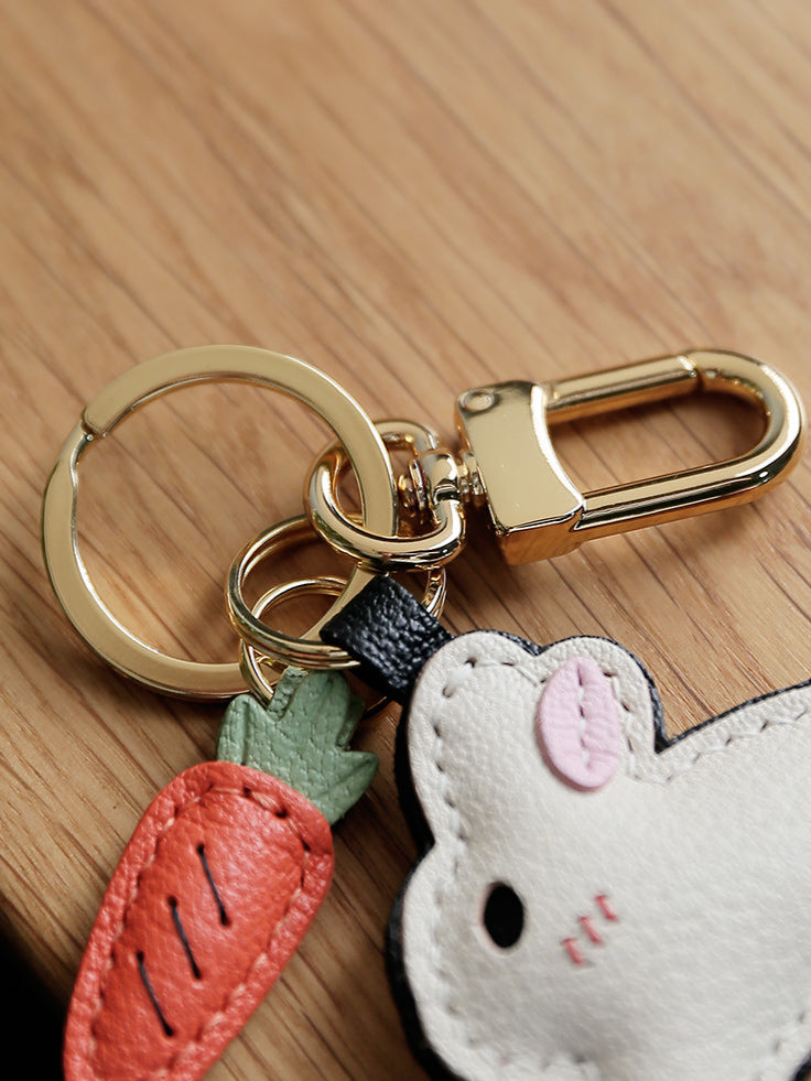 Carrot Chase Bunny Handmade Leather Charm
