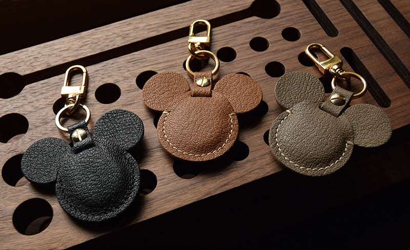 Bow Ears Handmade Leather AirTag Charm
