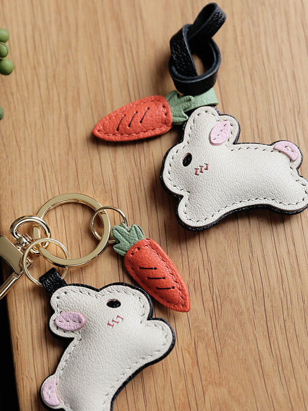 Carrot Chase Bunny Handmade Leather Charm