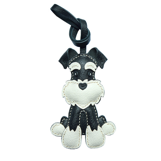 Full-Body Schnauzer Pup Handmade Leather Charm