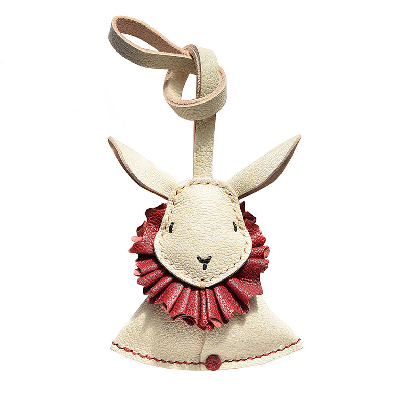 Bunny with Ruffled Collar Handmade Leather Charm