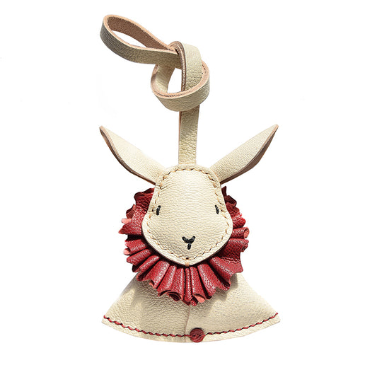 Bunny with Ruffled Collar Handmade Leather Charm