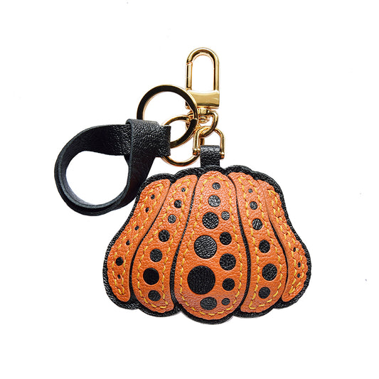 Polka Pumpkin  Handmade Leather Charm