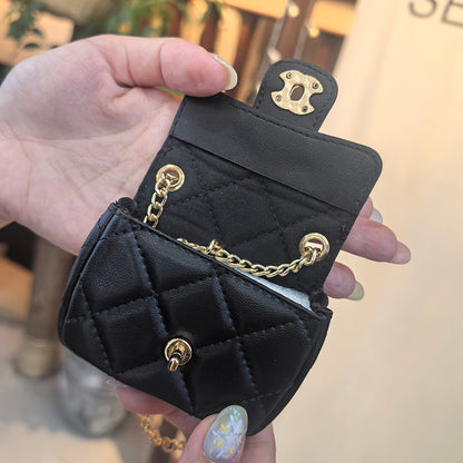 Mini Quilted Flap Bag Charm Keychain