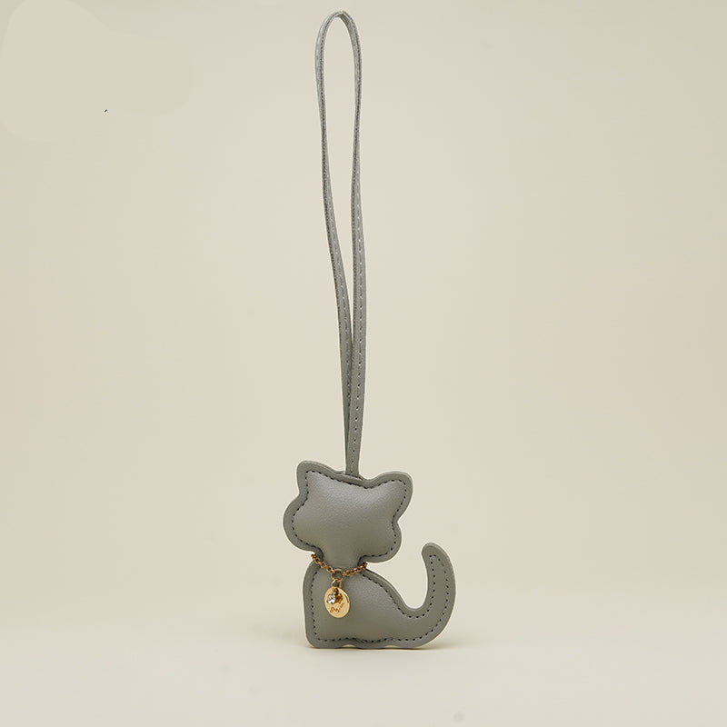 Cat Silhouette Leather Bag Charm