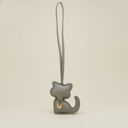 Cat Silhouette Leather Bag Charm