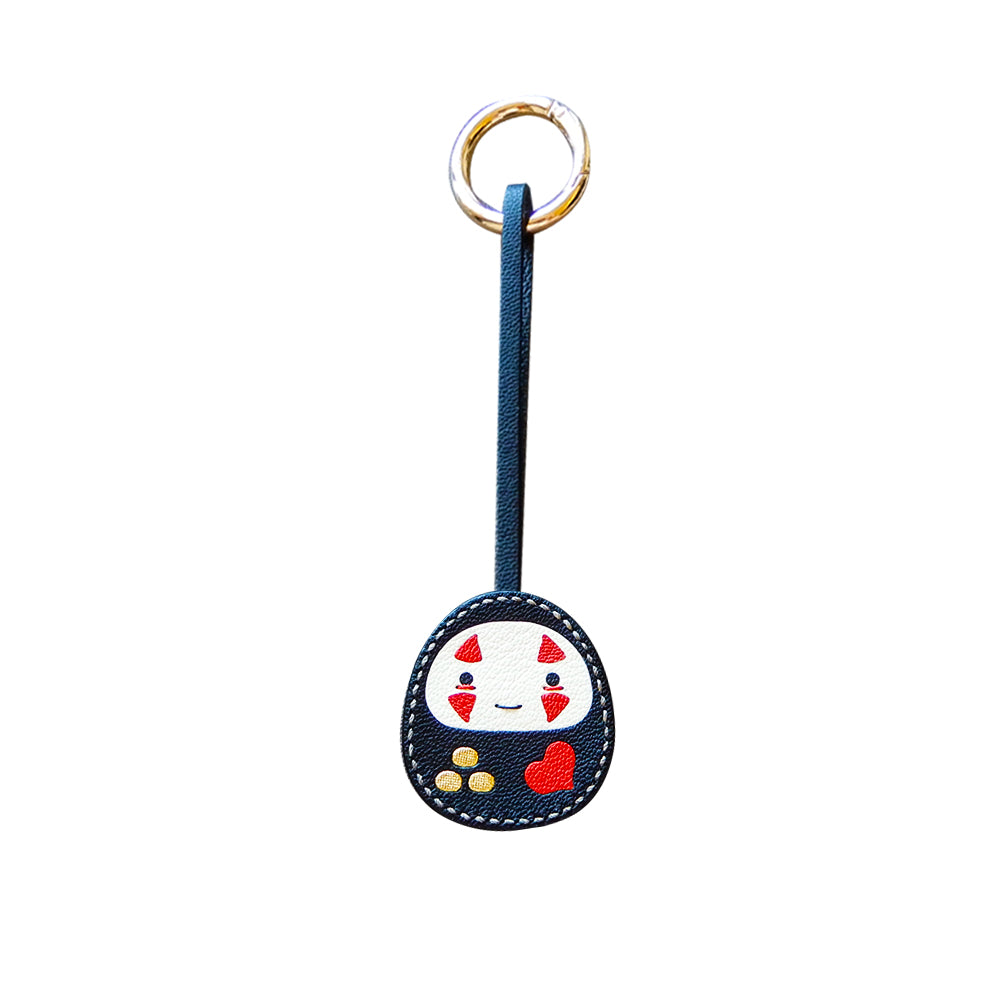 Lucky Daruma Handmade Leather Charm