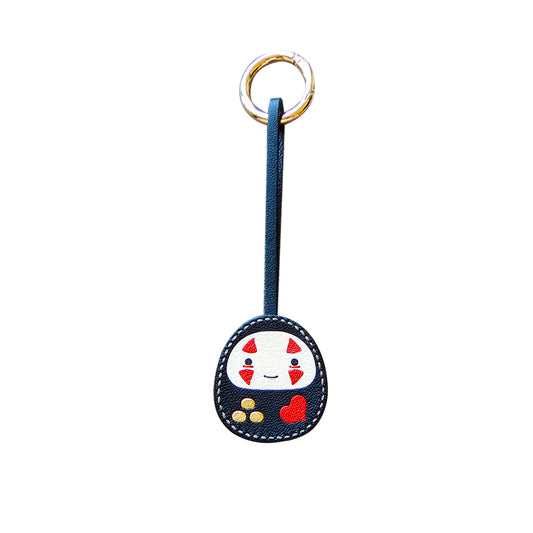 Lucky Daruma Handmade Leather Charm