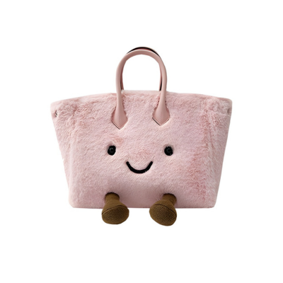 Classic Blush Pink Fluff Zip Bag