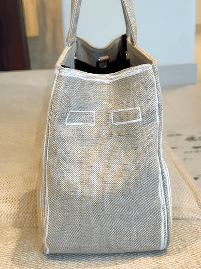 Linen Beige Sketch BK Tote Bag