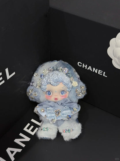 Skullpanda Frost Serenade – Handmade Swarovski Crystal Plush Pendant