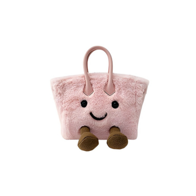 Petite Blush Pink Fluff Zip Bag