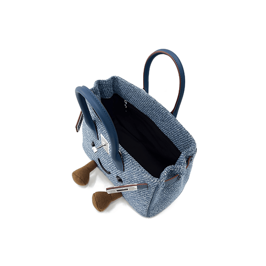 Classic Denim Blue Woven Fluff BK Bag