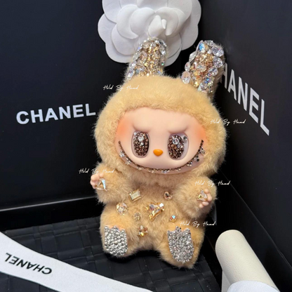 Authentic Pop Mart Labubu Have a Seat Baba Vinyl Plush Customized with Swarovski Crystals – Handmade Collectible