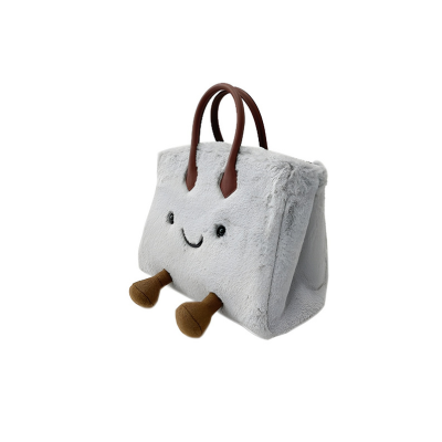 Petite Grey Fluff Zip Bag