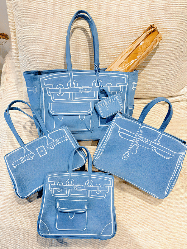 Denim Blue Sketch BK Tote Bag