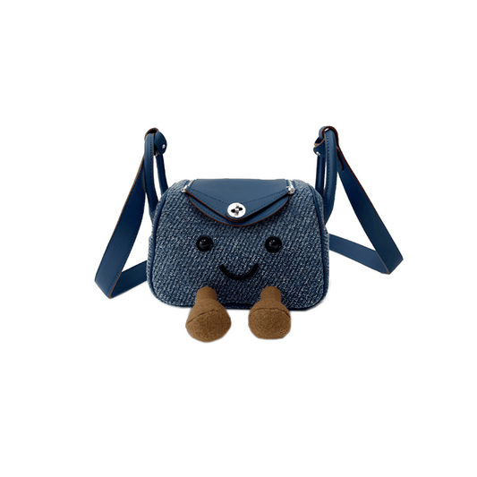 Denim Blue Woven Fluff Cuddle Bag
