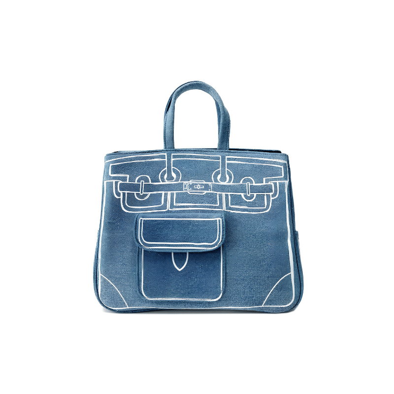 Denim Blue Sketch BK Tote Bag