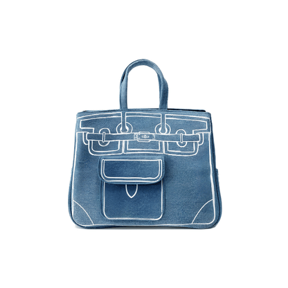 Denim Blue Sketch BK Tote Bag