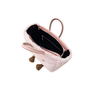 Petite Blush Pink Fluff Zip Bag