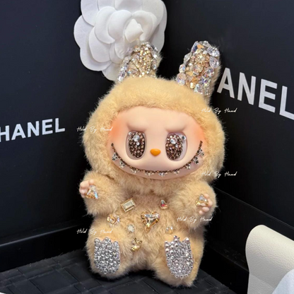 Authentic Pop Mart Labubu Have a Seat Baba Vinyl Plush Customized with Swarovski Crystals – Handmade Collectible