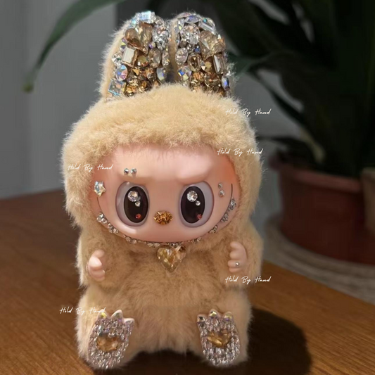 Authentic Pop Mart Labubu Have a Seat Baba Vinyl Plush Customized with Swarovski Crystals – Handmade Collectible