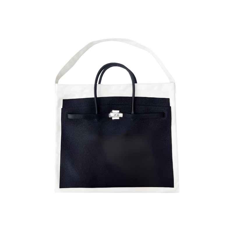 Large Midnight White BK Tote Bag