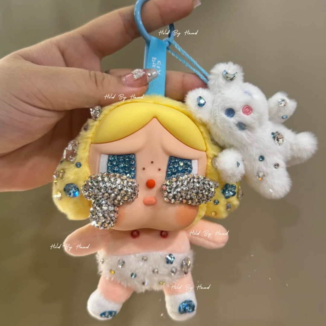 Authentic Pop Mart Crybaby Vinyl Plush Customized with Swarovski Crystals – Handmade Collectible
