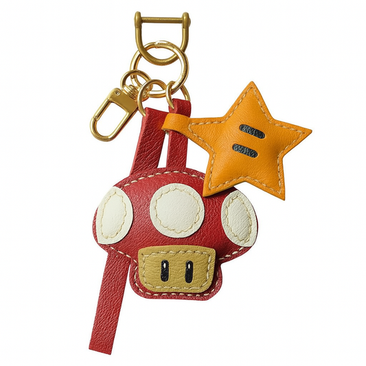 Starlit Mushroom Handmade Leather Charm