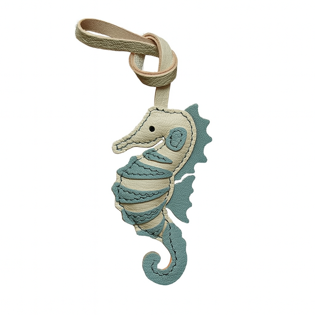 Ocean Whisper Seahorse Handmade Leather Charm