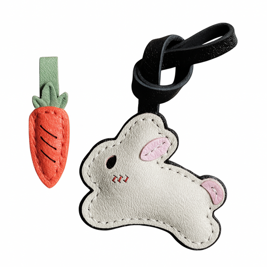 Carrot Chase Bunny Handmade Leather Charm