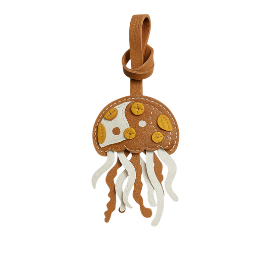 Golden Drift Jellyfish Handmade Leather Charm
