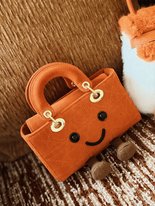 Pumpkin Orange Heart Fluff Mini Bag