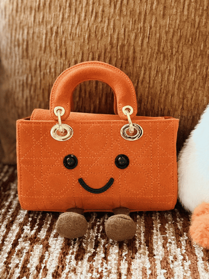 Pumpkin Orange Heart Fluff Mini Bag