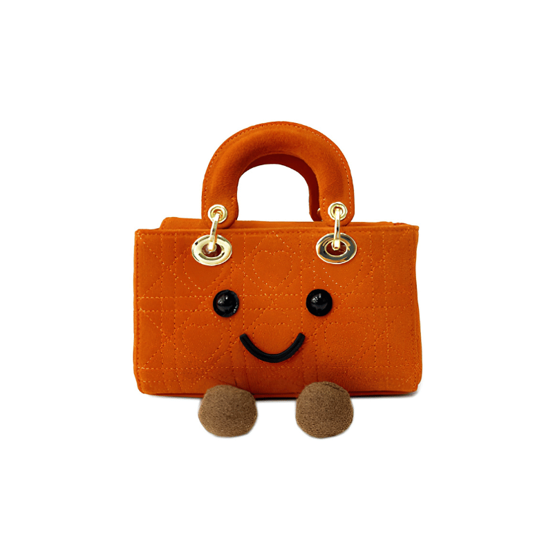 Pumpkin Orange Heart Fluff Mini Bag