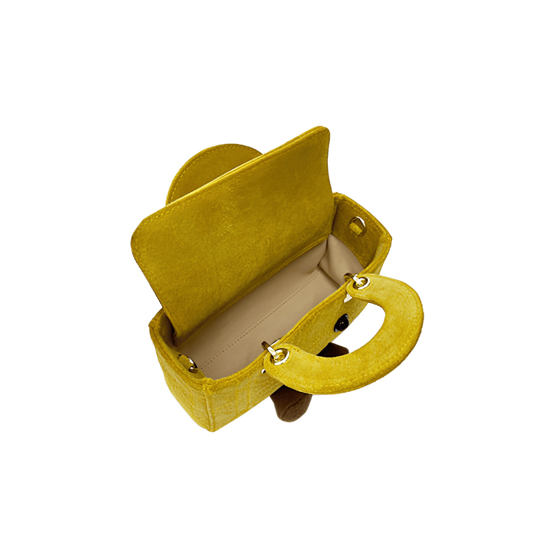 Mustard Heart Fluff Mini Bag