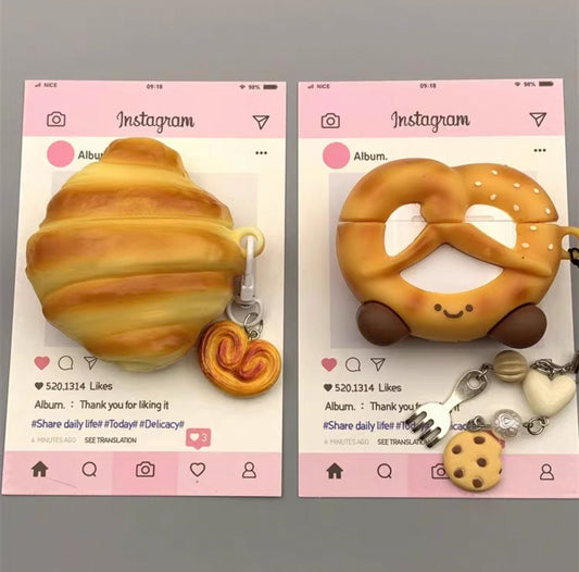 Croissant and Pretzel Airpod Case