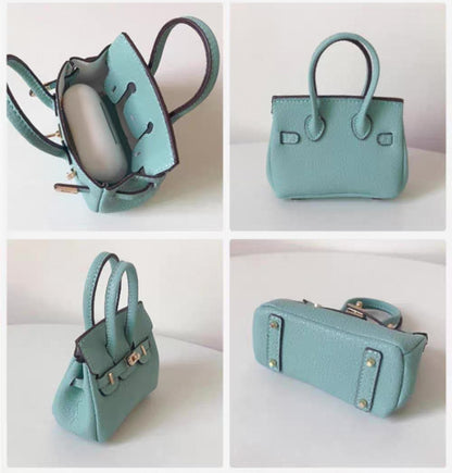 Mini Top Handle Lock Bag Charm Keychain