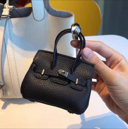 Mini Top Handle Lock Bag Charm Keychain
