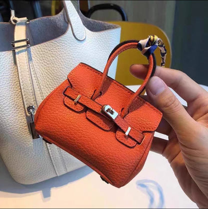 Mini Top Handle Lock Bag Charm Keychain