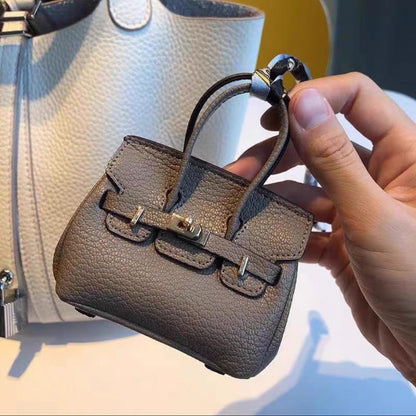 Mini Top Handle Lock Bag Charm Keychain